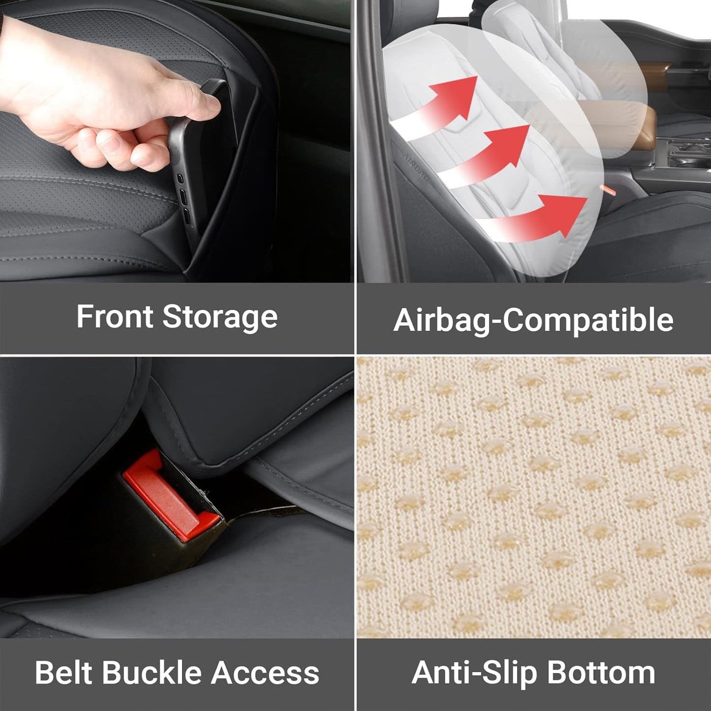 Coverland Custom Car Seat Covers Compatible with Tacoma, Santa Cruz - Premium Leather Non-Slip Memory Foam Waterproof Seat Cover Custom Interior Protector Full Set-Dark Gray [See Size Chart-Size X58]