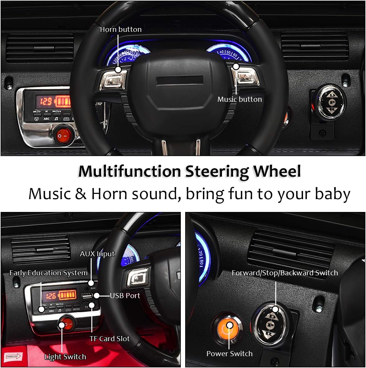 Costzon Ride On Car, 12V Battery Powered Electric Ride On Truck w/Parental Remote Control, LED Lights, Double Open Doors, Safety Belt, Music, MP3 Player, Spring Suspension (Red)