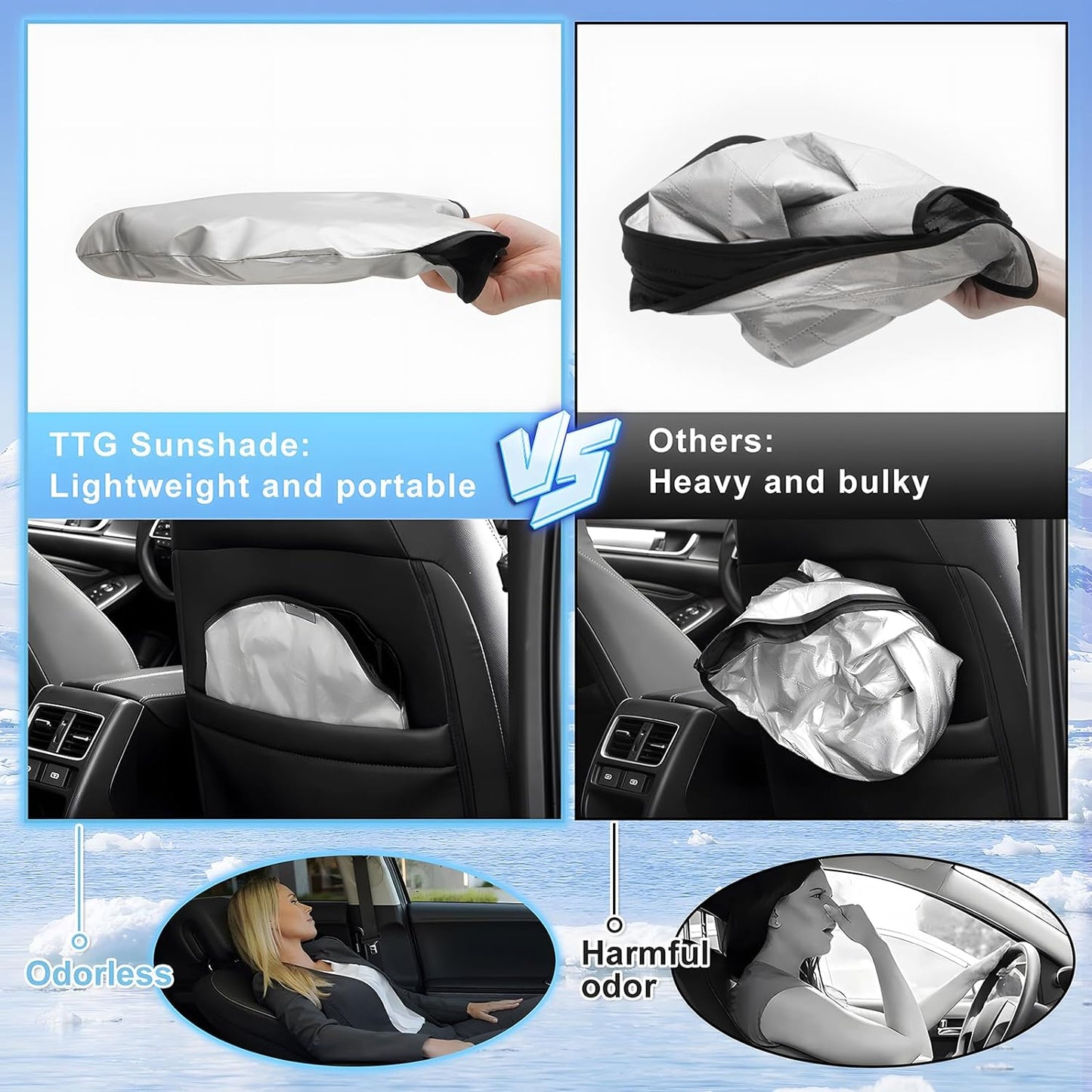 T TGBROS Windshield Sun Shade Custom Fit for 2019-2023 2024 Subaru Forester Accessories Foldable Sun Shield Reflective Polyester Sun Visor Cover Block Heat and Sun Protection