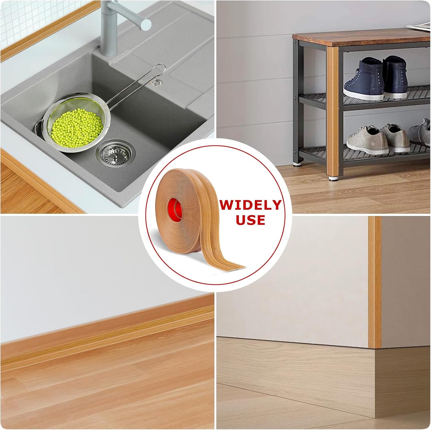 Flexible Wall Corner Protector Moulding Trim Peel and Stick Wall Corner Guards Edge Protector Self Adhesive Molding Trim Strip for Edge Ceiling (Light Brown Wood Grain, 1.6 in x 20 Ft)