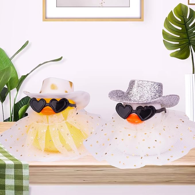 Car Rubber Duck Ornament Cute Duck Car Dashboard Decoration Accessories with Mini Hat Sunglasses and Skirt for Car Dashboard Decoration Accessories(AA7), JJ075E7