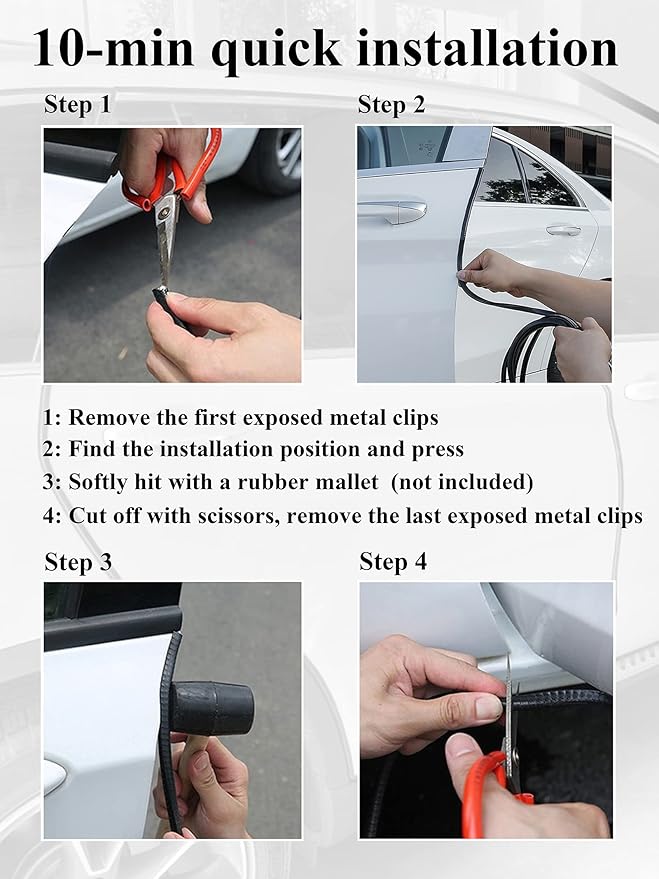 SYOAUTO 13Ft(4M) Door Edge Guard Black Car Door Protector Edge Guards Rubber Auto Door Trim U Shape Build in Metal Sheet No Need Adhesive Easy to Cut Fit for Most Vehicles