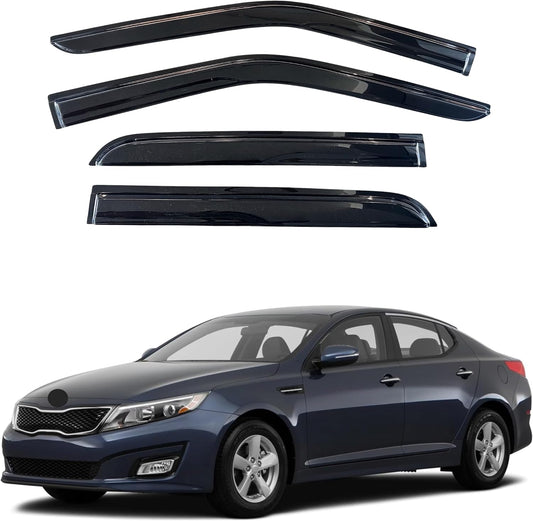KPY Window Visor Compatible with Kia Optima 2011-2015, 4PC Rain Guard Side Window Vent Deflectors Tape-On Mugen Style, 2011 2012 2013 2014 2015
