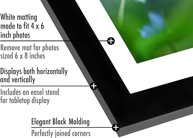Americanflat 6x8 Picture Frame in Black Set of 2 - Displays 4x6 With Mat and 6x8 Without Mat - Composite Wood with Shatter Resistant Glass - Horizontal and Vertical Formats for Wall and Tabletop