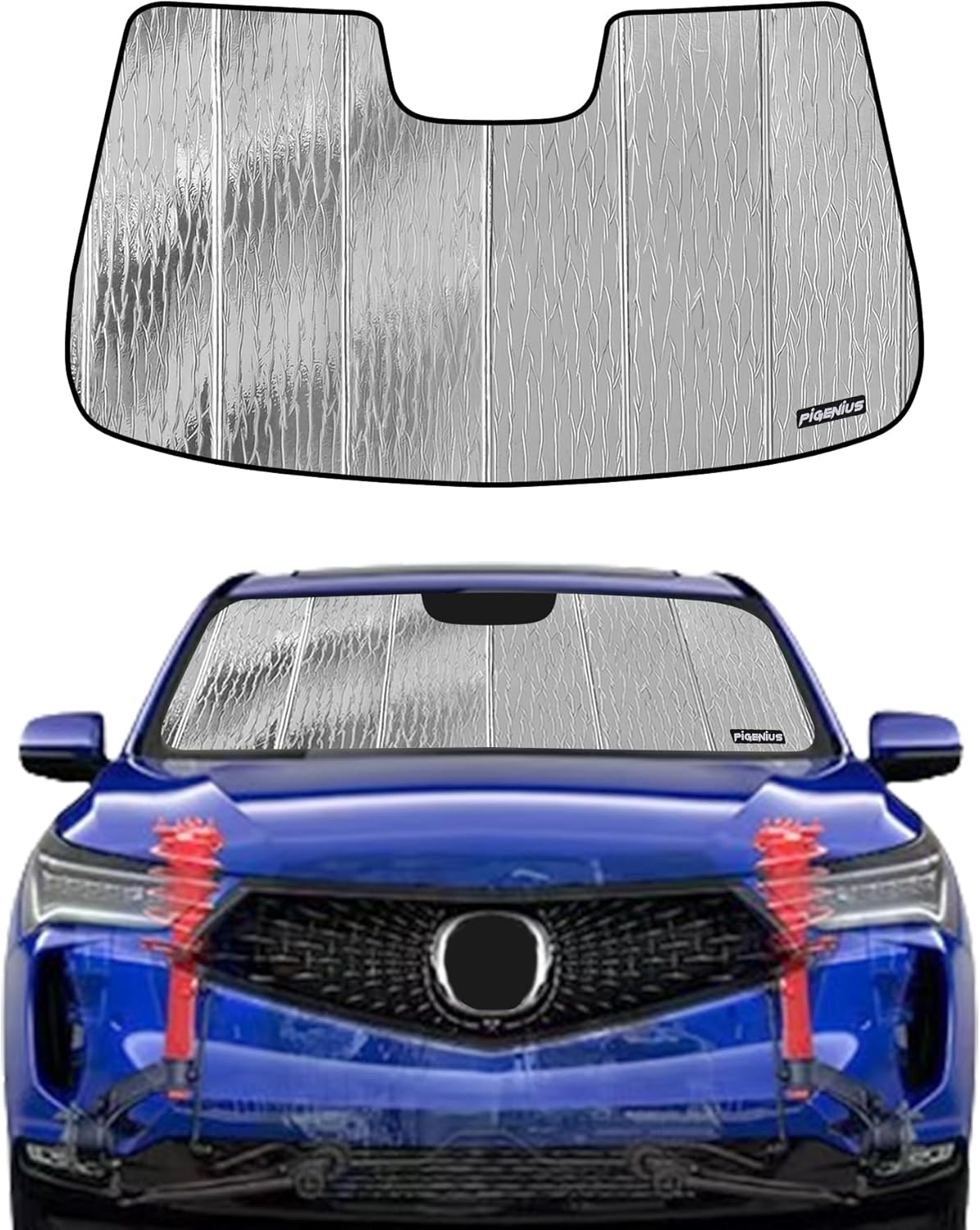 Windshield Sun Shade for Acura RDX 2019-2025,2-in-1 Reflective Sunshade,Silver for Summer, Black for Winter