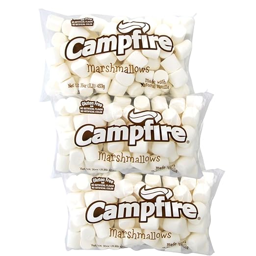 3 Pounds of Campfire Large White Marshmallows - Made with Natural Vanilla, No Artificial Flavors - Great for Campfires, S'mores