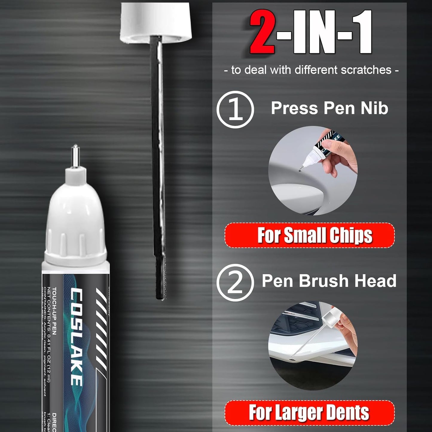 Car Touch Up Paint(Bright White(PW7/GW7)) for Dodge Ram, Car Paint Scratch Repair Kit, Quick & Easy Solution to Repair, 2 in 1 Scratch Remover Pen with 2PCS Disposable Micro Applicators