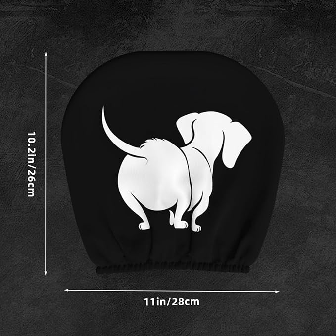 Dujiea 2 Pack Black Dachshund Dog Car Headrest Covers, Universal Soft Car Seat Head Rest Cover Protector, Vehicle Accessories Fabric Headrest Cover for Cars Vans Trucks