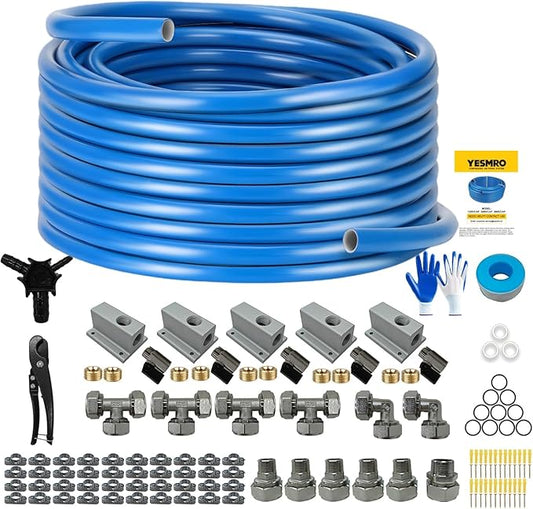 Compressed Air Line Kit,3/4" HDPE Aluminum Piping System,Air compressor Hose kit for Shop Garage Air Line Kit,Leak Proof (200FT)