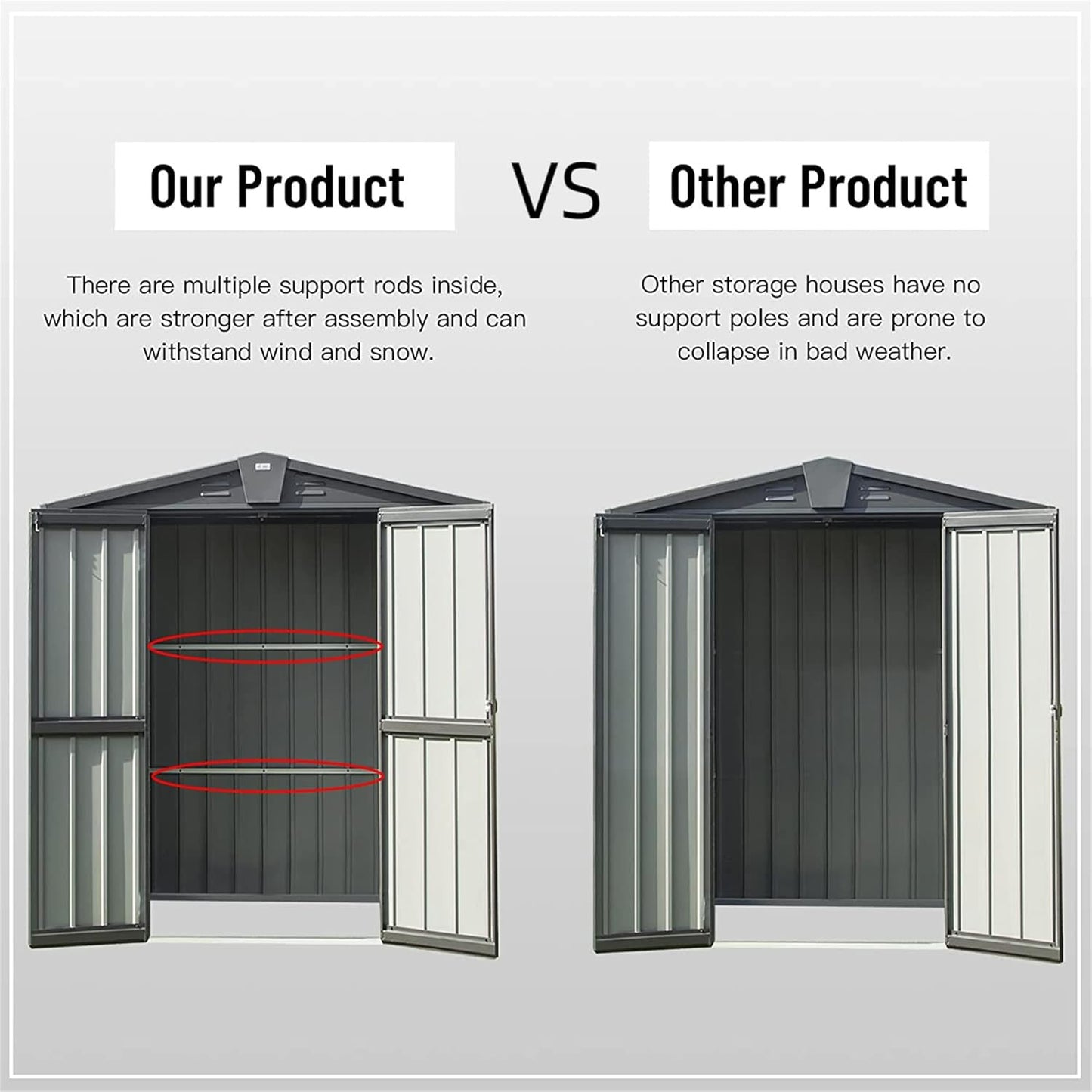 iKERY Galvanized Steel Storage Shed - 6.5' x 4.2' with Lockable Door, Metal Garden Shed for Bikes, Tools, Lawn Mowers and Trash Cans, Ideal for Backyard and Patio, Dark Gray