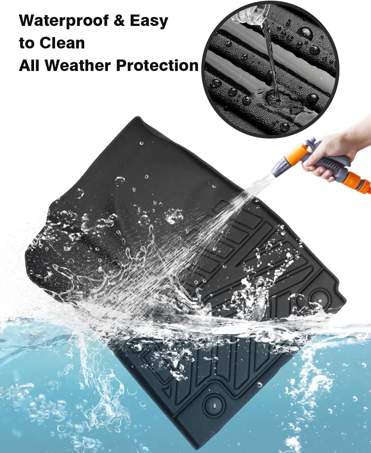 Powerty Floor Mats for 2022-2025 Hyundai Ioniq 5 Limited Only (with Sliding Console) Accessories Liner Set TPE 3D Car Mats All-Weather Custom Fit Floor Liners