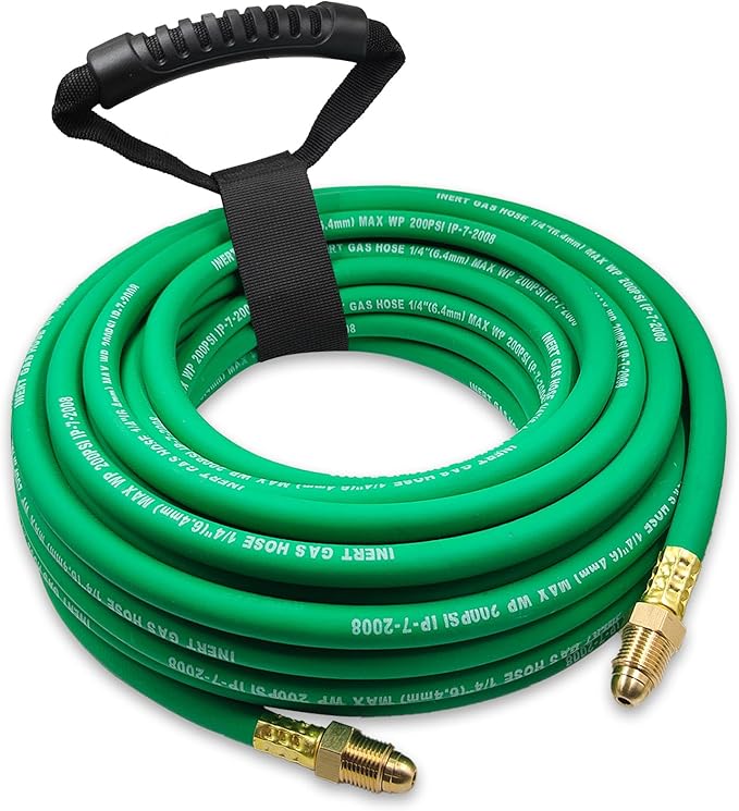 50FT Argon Gas Hose, Inert Gas Welding Hoses for MIG/TIG Welding Regulator，Argon/CO2 Flowmeter Regulator Hose, 5/8" UNF-18RH, NPT Fittings, Welding Accessories for MIG/TIG Welder