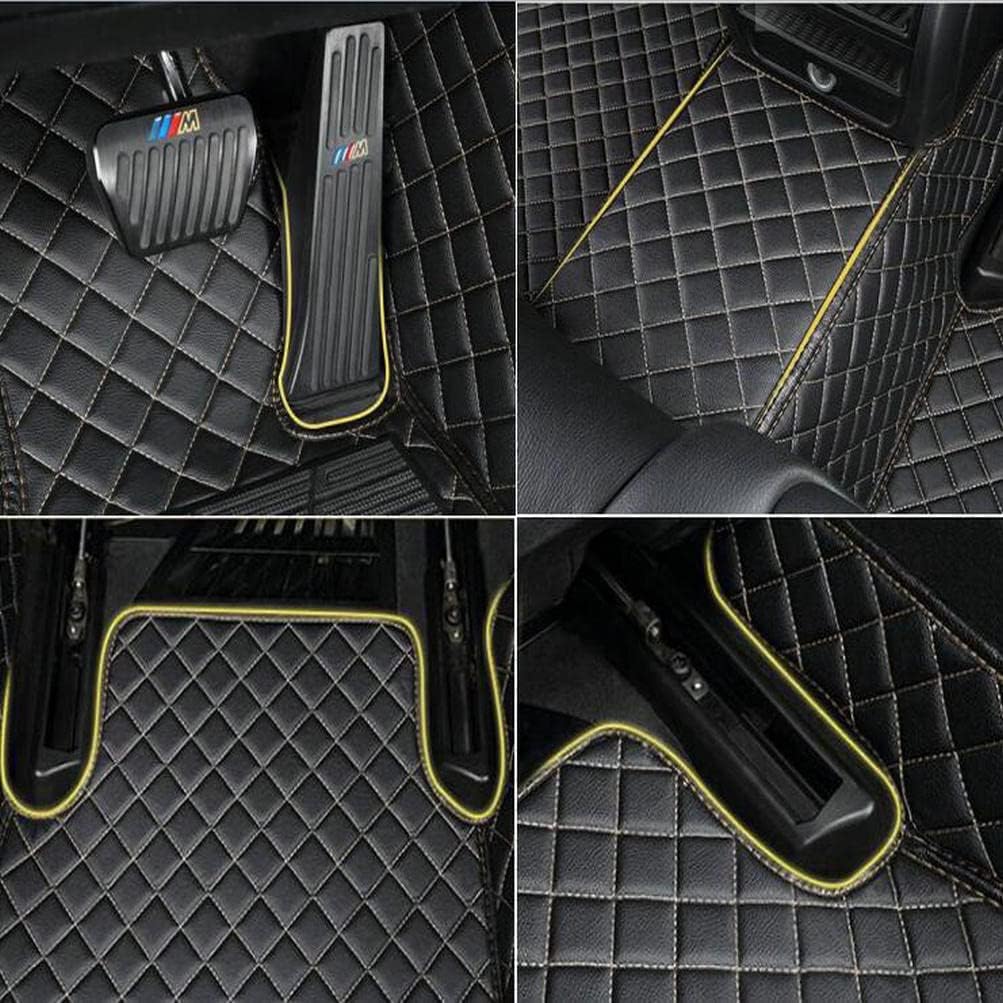 Custom Colors Car Floor Mats Black Pink for 99.9% Sedan SUV Sports， All-Weather Liners Car Floor mat，Luxury Leather Automotive Floor Mats (Black and Yellow,3D Floor Mats)