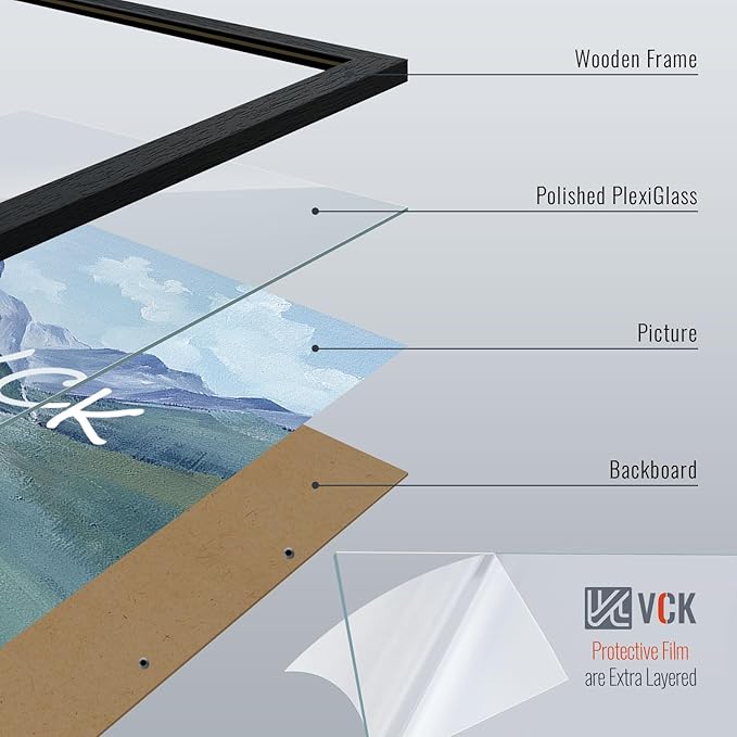 VCK 11x14 Picture Frames Black Set of 6, Wide Border Wood Multi Certificate 11 x 14 Frame, Family Photos, Office Prints, Studio/Gallery Artwork, Woodgrain Series, Wall Hanging