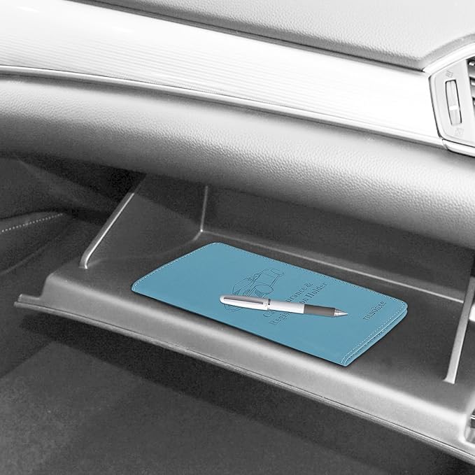 Car Registration & Insurance Card Holder Leather Auto Glove Box Organizer Document Wallet with Magnetic Shut