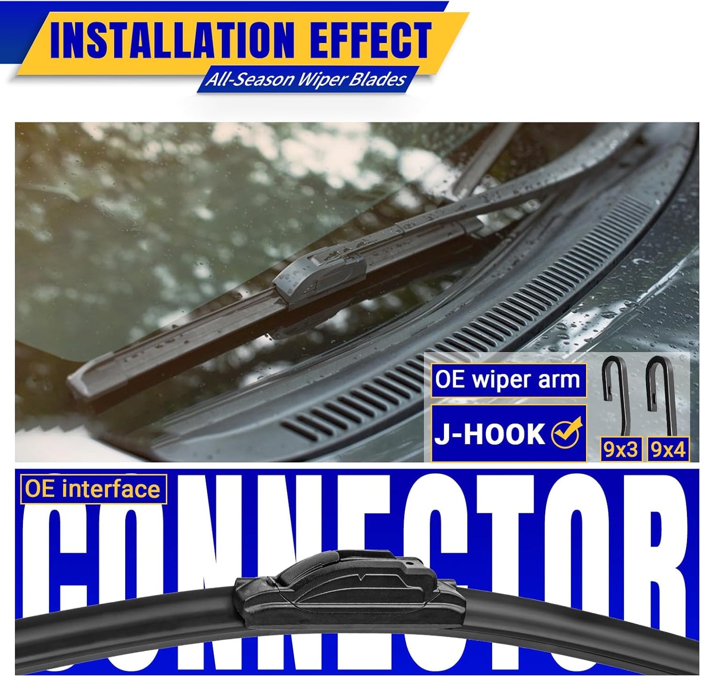 3 wipers Replacement for 2017-2022 KIA Sportage/2019-2021 2022 2023 Hyundai Santa Fe, Windshield Wiper Blades Original Equipment Replacement - 26"/16"/11" (Set of 3) U/J HOOK