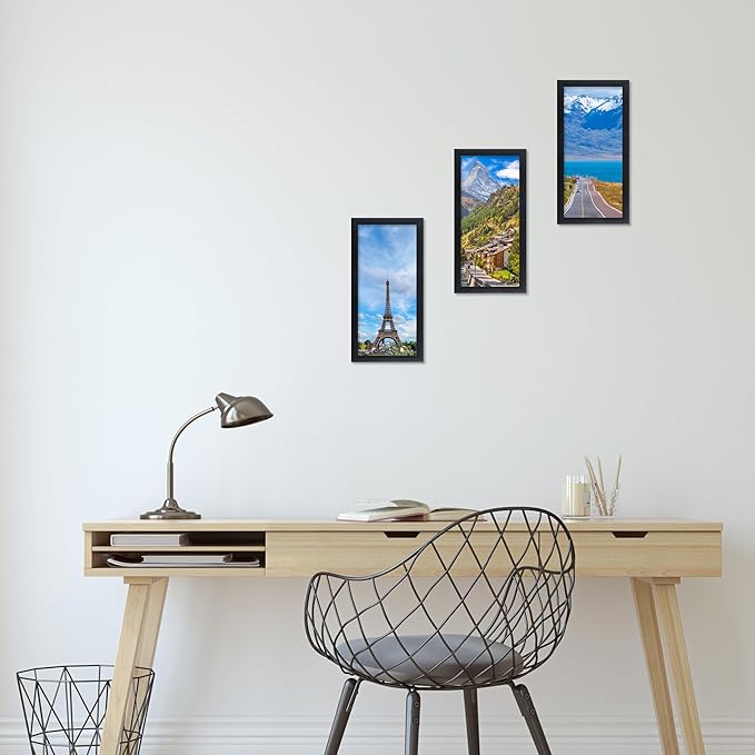 ELSKER&HOME 4x9 Business License Frame Black for 4 x 9 Standard Business Licence, Wall or Tabletop Display Panoramic Picture with No Mat (2 Pack)
