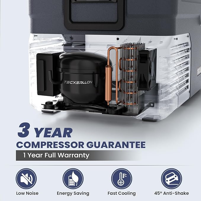 12 Volt Car Refrigerator Dual Zone Electric Cooler, 40 Quart Portable Freezer Fridge with APP Control, Compatible with Detachable Battery (Not Included), for Overlanding, Camping, RV, Truck