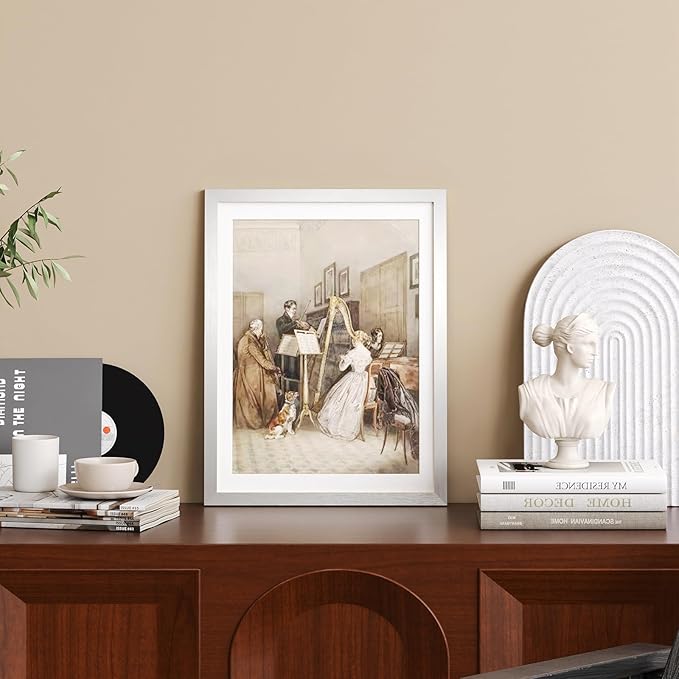 KINLINK 12x16 Picture Frame Silver, Wooden 16x12 Photo Frames with Plexiglass for 11x14 Picture with Mat or 12x16 Without Mat, Perfect for Art Wall and Tabletop Display 12 x 16 frame Set of 4