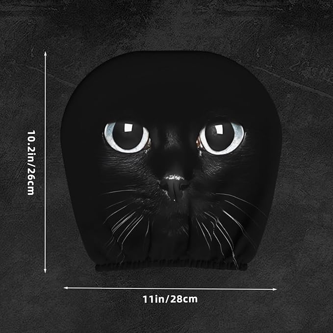 Dujiea 2 Pack Black Cat Car Headrest Covers, Universal Soft Car Seat Head Rest Protector, Vehicle Accessories Fabric Headrest Cover for Cars Vans Trucks