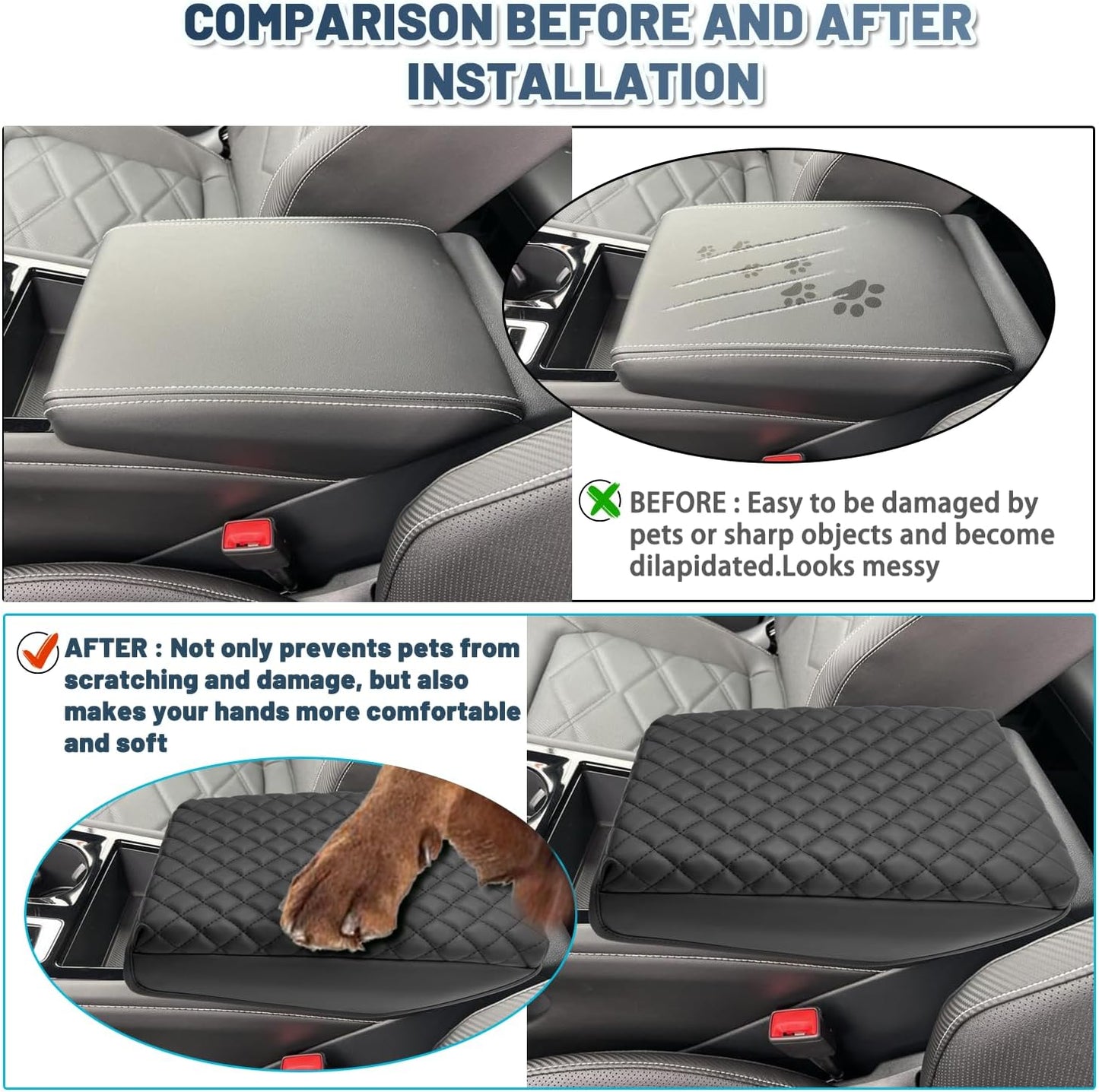 Ruiya 2025 Atlas Armrest Cover for VW Atlas 2025 Accessories Soft Comfy Thicken Center Console Cover Compatible with 2024 2025 Volkswagen VW Atlas/Atlas Cross Sport