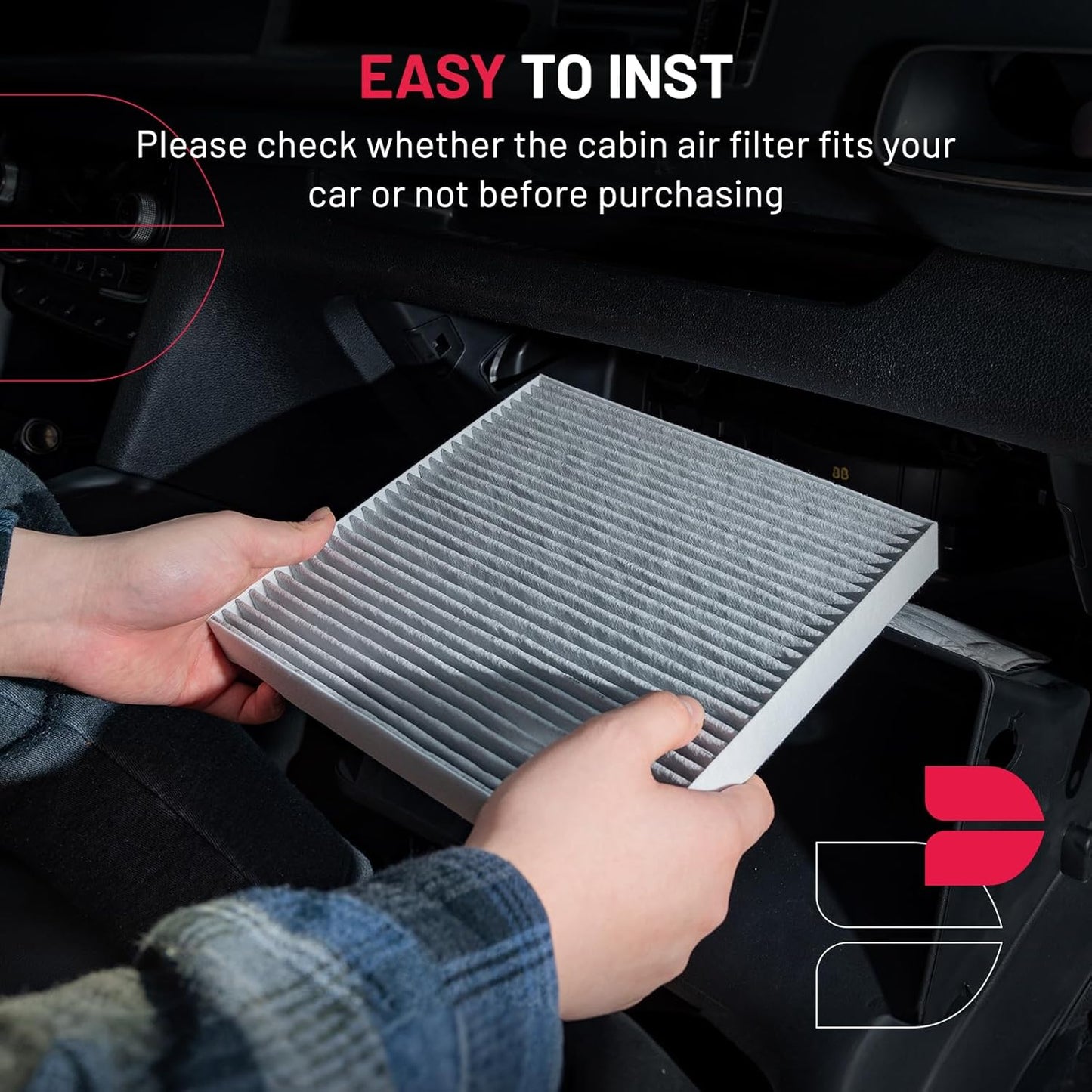 BDFHYK CF11775 Cabin Air Filter with Activated Carbon Compatible with Ford 15-23 Edge, 13-20 Fusion, SSV Plug-In Hybrid, Compatible with Lincoln 17-20 Continental, 16-18 MKX, 13-20 MKZ, Nautilus