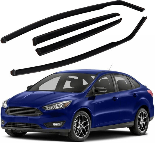 4pcs in Channel Rain Guards Fit for Ford Focus Hatchback & Sedan 2018 2019 2020 2021 2022 2023 2024 2025, Durable Window Visors, Side Wind Deflectors Vent Shades Shield, Exterior Car Accessories