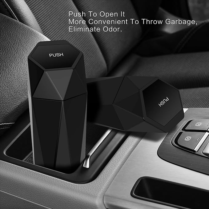Car Trash Can with Lid,Portable Vehicle Auto Car Garbage Can,Diamond Design Mini Garbage Bin for Automotive Car, Home, Office, Kitchen, Bedroom(2 Packs,Black)