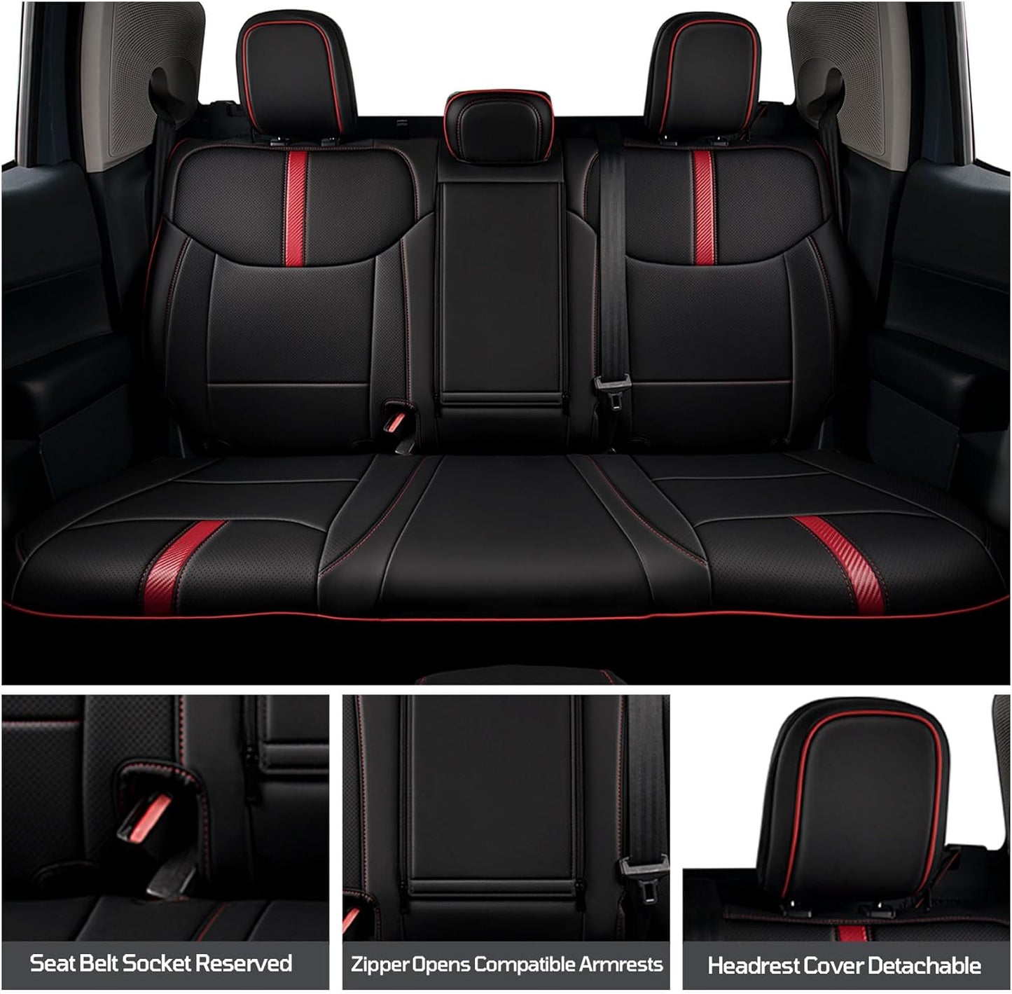 Seat Covers Fit for Ford Maverick 2022-2025 Double Cab XL XLT Lariat,Full Coverage Seat Cover Design ,Safety and Comfort Carbon Fiber Car Seat Covers,Airbag Compatible Seat Covers for Cars(Red)