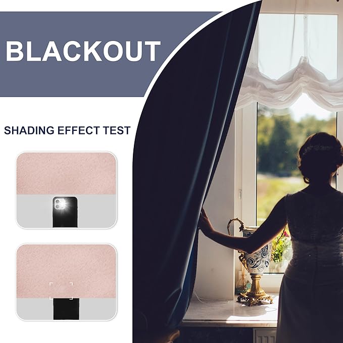 JIUZHEN Blush Pink Blackout Curtains for Bedroom - Curtain Drapes Set of 2 Panels with Tiebacks, Thermal Insulated Room Darkening Noise Reducing, 42 x 72 Inch Curtains for Girls Room