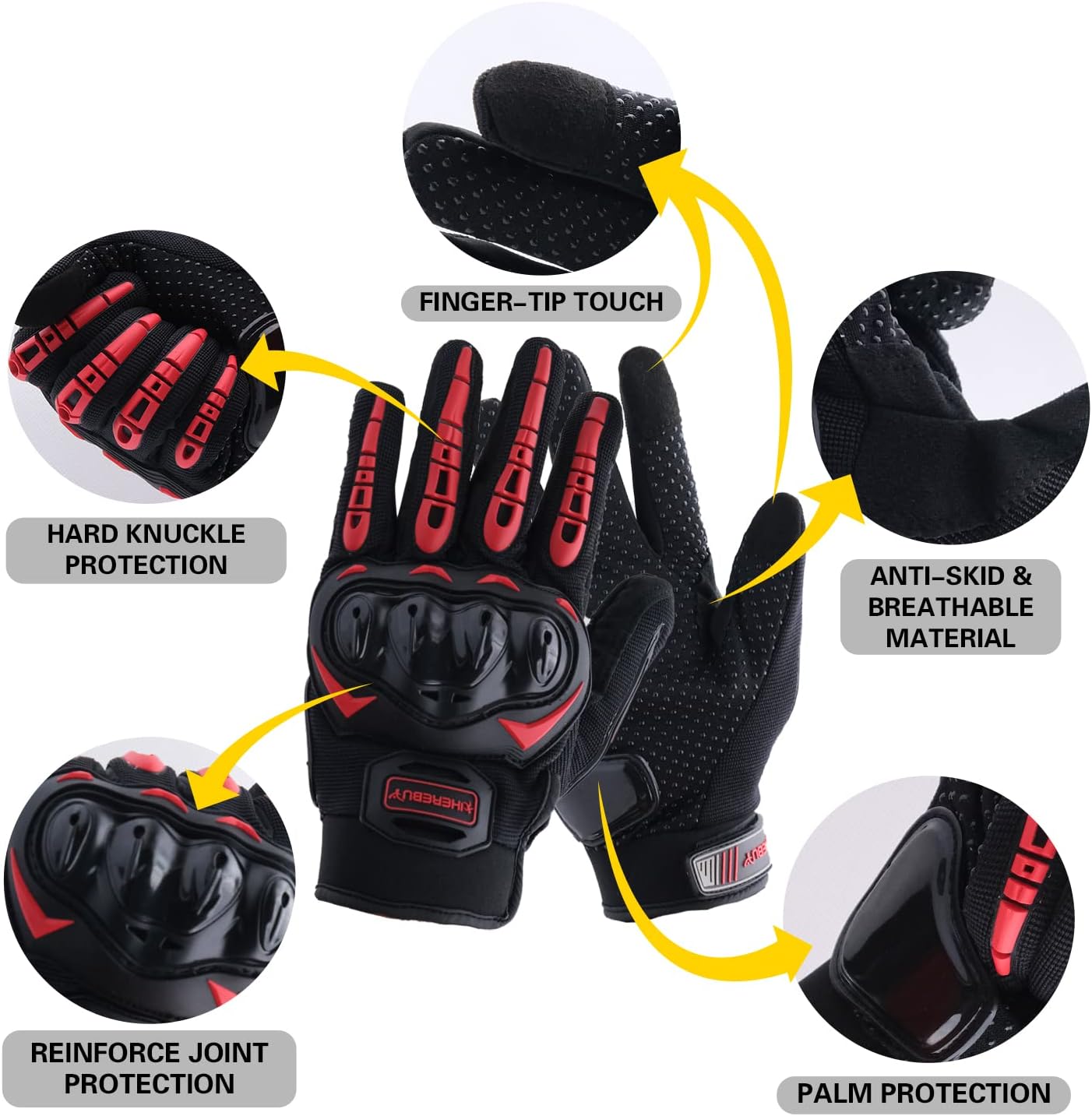 Motorcycle Gloves Touch Screen Full Finger Riding Gloves Knuckle Protection for Men and Women for Dirt Riding, Road Racing, Cycling, Climbing Work Outdoor Sports