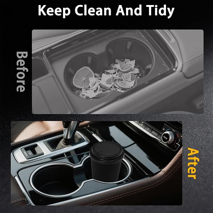 Car Trash Can Bin with Lid - 2 Pack Mini Car Garbage Can Cup Holder-Black Small Leakproof Vehicle Trash Bin-Automotive Organizers and Storage for Back Seat Door SUV Accessories