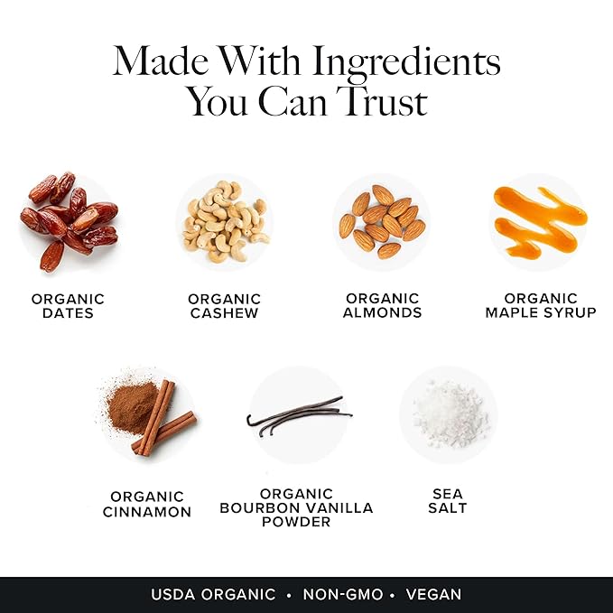 Truvani Plant Based Snack Bars | Snickerdoodle 12 Pack | 5g Protein | USDA Organic and Vegan | The Only Bar | Dairy, Soy, and Gluten Free | Individually Wrapped