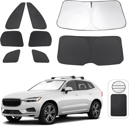 TINGLU Window Shades for Volvo XC60 2018-2024 2025 Accessories Car Side Full Windows Rear Triangular Windshield Sun Shade Sun UV Rays & Privacy Protection for Camping,Napping,and Relaxing 8PCS