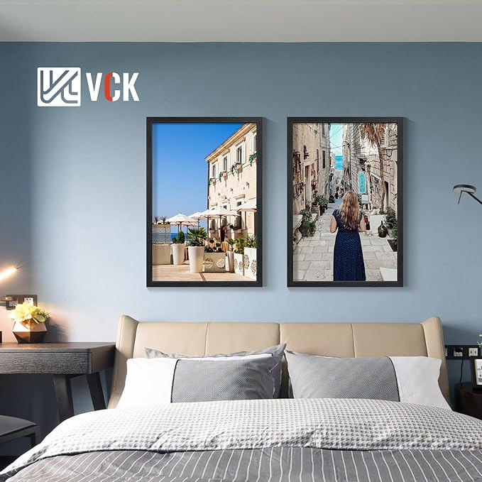 VCK 24x36 Poster Frames Black Set of 6, Wide Border Wood Picture Frame, Multi-Directional Display Family Photos, Office Prints, Studio/Gallery Art, Woodgrain Series, Wall Hanging