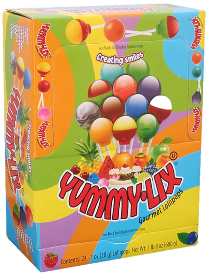 Yummy-Lix Lollipops (Pack of 24, Gourmet Round)