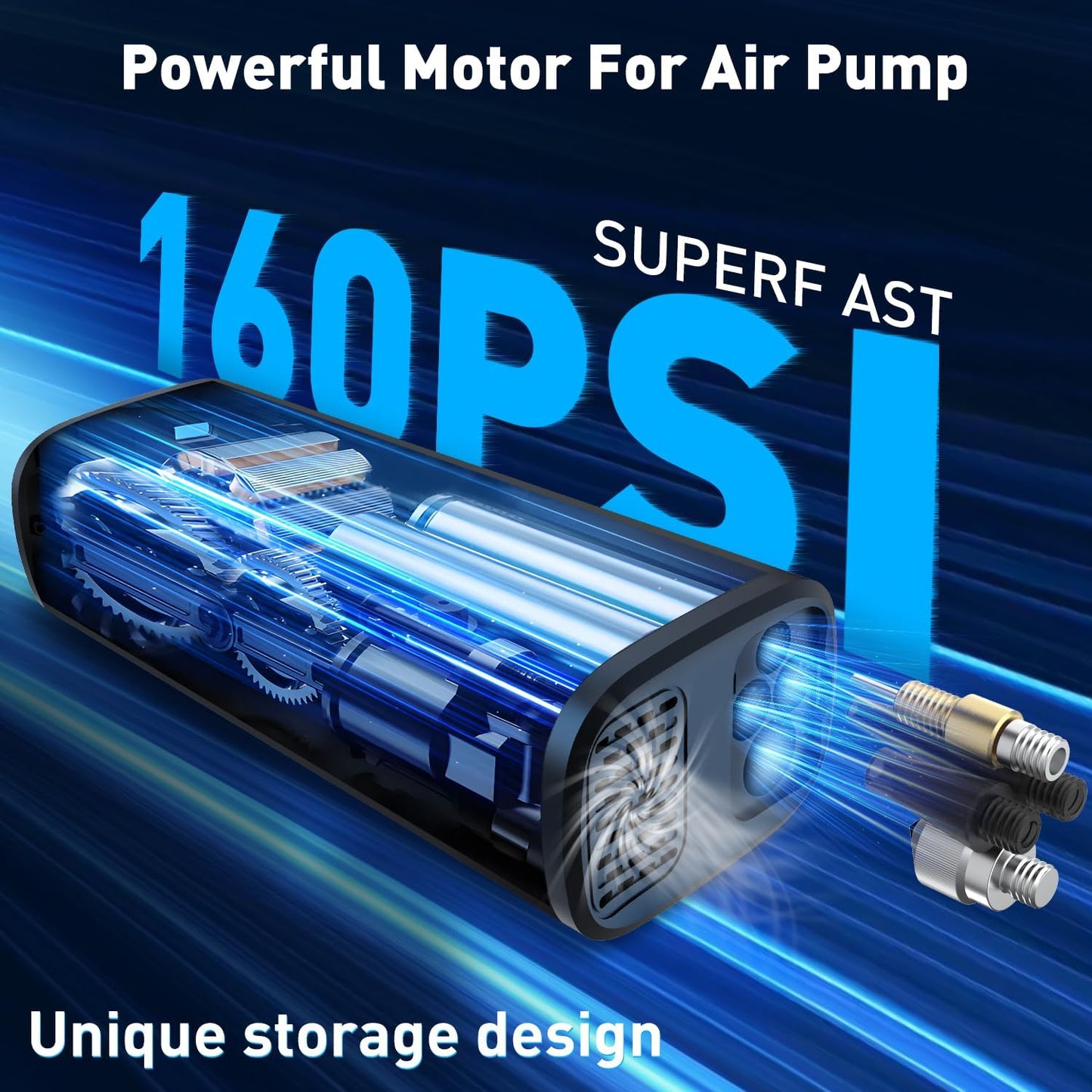 Tire Inflator Portable Air Compressor - tire inflator 25000mAh & 160PSI，4X Fast portable air compressor with LCD Digital Tire Gauge Pressure，Cordless air pump for car tires,bike, Motorcycle, Ball