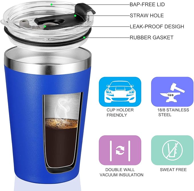VEGOND 12oz Tumbler Stainless Steel Tumbler bulk Vacuum Insulated Double Wall Travel Tumbler with Lid and Straw Reusable Tumbler, Light Blue 12 Pack