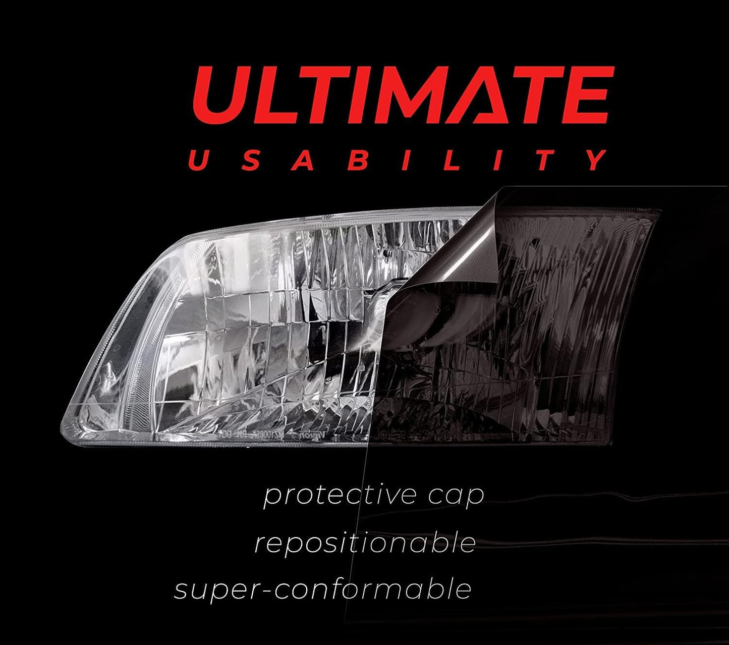 VViViD+ Ultimate Headlight Taillight Tint Vinyl Wrap (12" x 7ft, Dark Smoke)