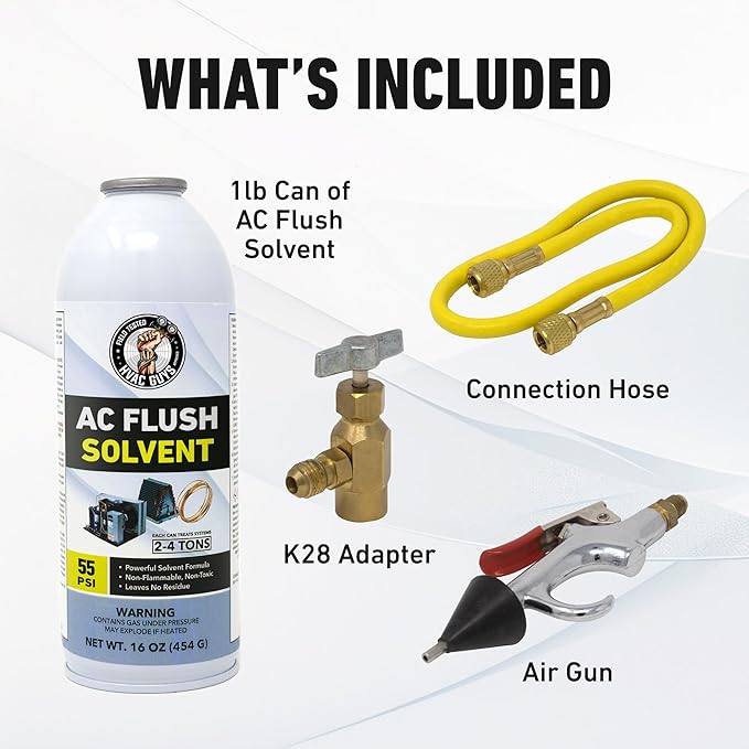 Leak Saver AC Flush Solvent Kit | Pressurized AC Flush Kit Solvent for Cleaning HVAC Line Set and Any Refrigerant-Based Systems
