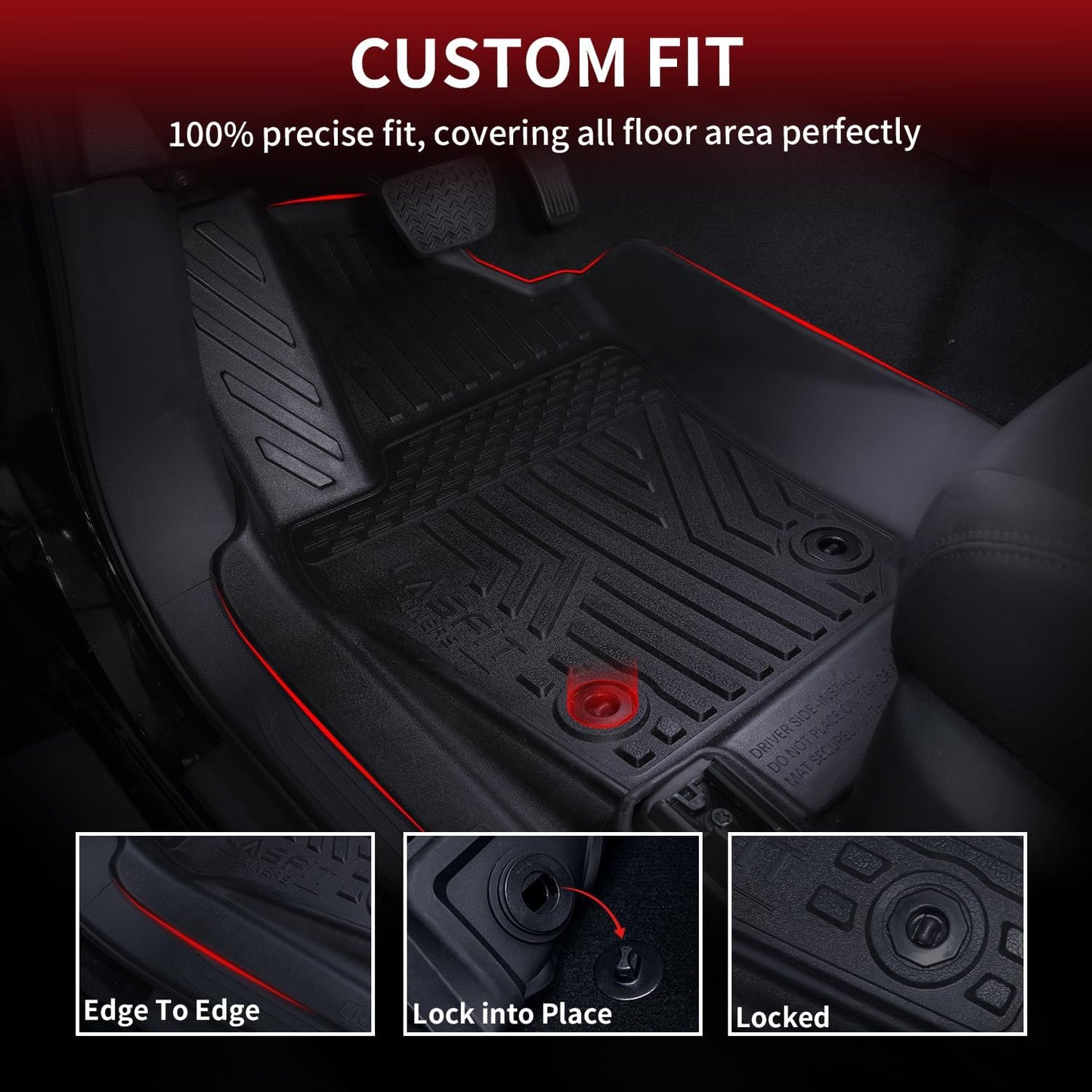 LASFIT Floor Mats Fit for Tacoma 2024-2025 Xtra Cab (Only Front Mats) All Weather Floor Liner TPE Custom Fit Car Mats Front Row Mats, Black