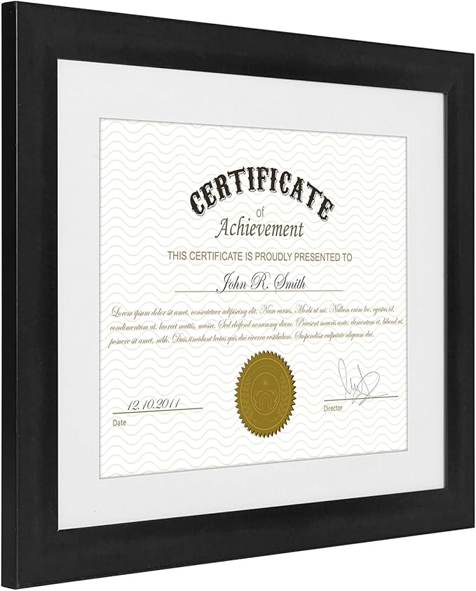 Americanflat 11x14 Black Diploma Frame - Displays 8.5x11 with Mat or 11x14 Inch Without Mat - Shatter-Resistant Glass - Hanging Hardware Included (2-Pack)