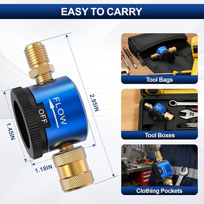 HVAC Nitrogen Regulator, Nitrogen Purge Regulator Tool with Quick-Adjust Valve for Brazing & Purging, 1/4" Hose Fittings (Blue)
