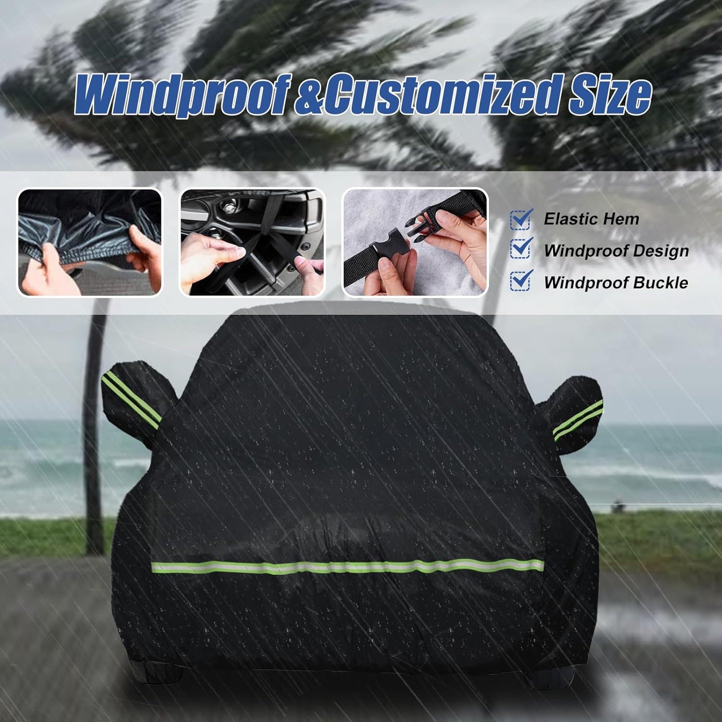 Waterproof Car Covers for 2002-2021 Mini Cooper/Cooper S 2-Door(Black) 210T Custom 6 Layers Heavy Duty Waterproof All Weather Protection Outdoor