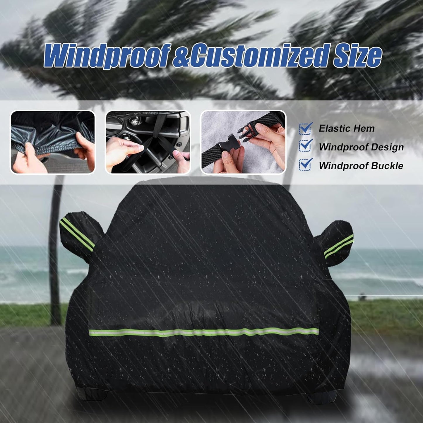 Waterproof Car Covers for 2020-2024 Land Rover Defender 90 2-Door (Black) Custom Heavy Duty Waterproof All Weather Protection Outdoor