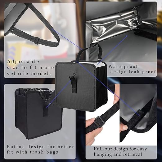 car Trash can,Collapsible/Foldable Car Trash Can, Hanging Car Trash Bag,Hanging Waterproof Leakproof Trash Can,Leakproof Car Trash Can,(3 Gallons)