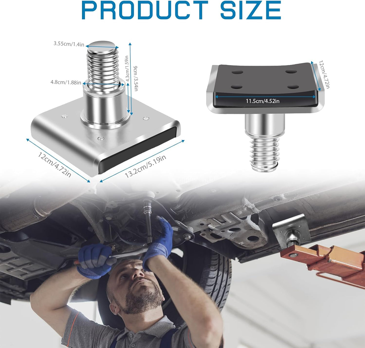 4 Pack Truck Adapter for 2 Post Lift, Hot Dipped Galvanized Steel Lift Pads for Auto/Car/Vehicle, Auto Lift Spin-Up Frame Adapter, Truck Adapter Kit Set for ME & KT Two Post Lifts