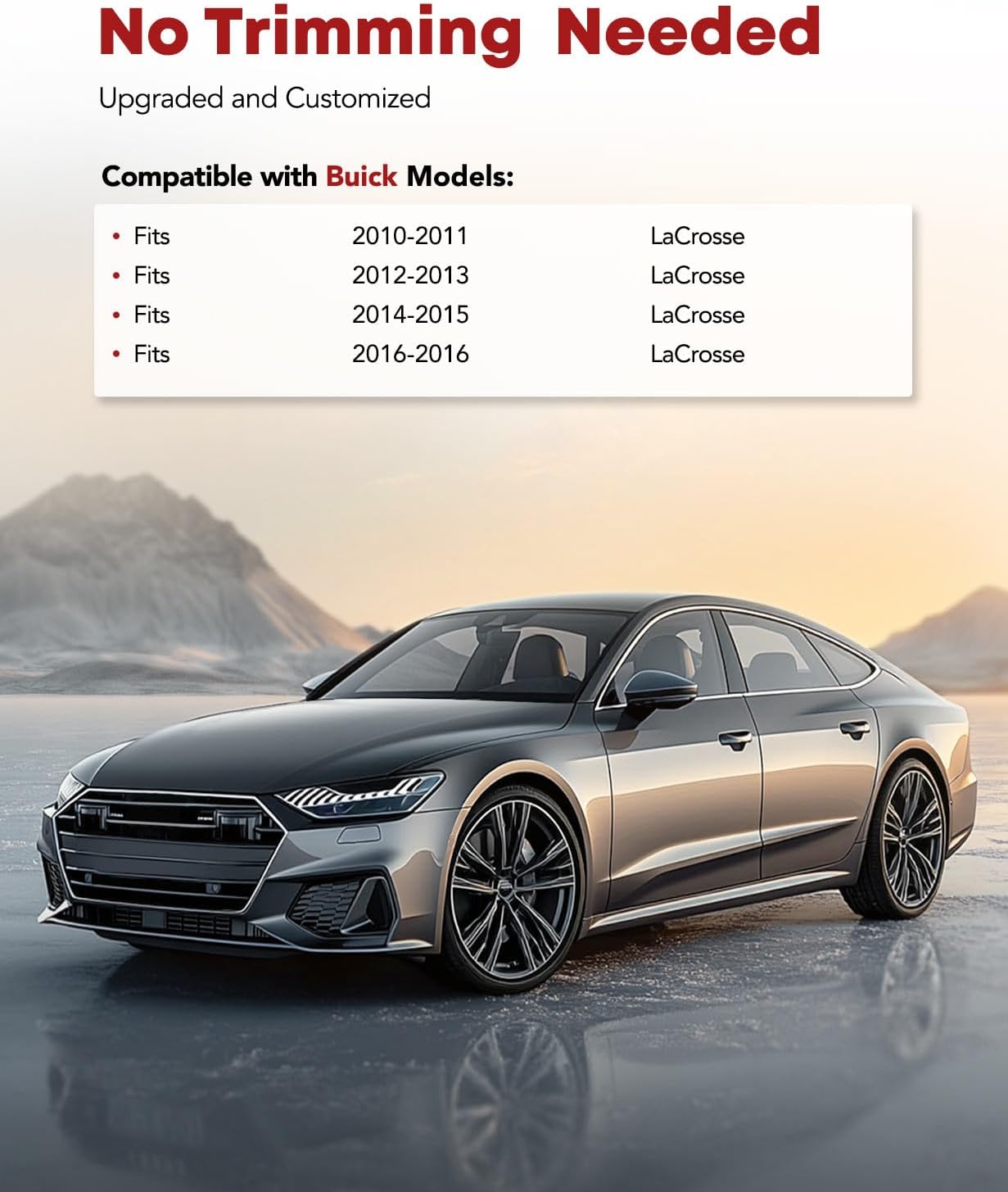 YHTAUTO Floor Mats Fit 2010-2016 Buick Lacrosse, TPE All Weather Car Mats Waterproof Anti-Slip Odorless Floor Liner, Interior Car Accessories Front & 2nd Row Liner