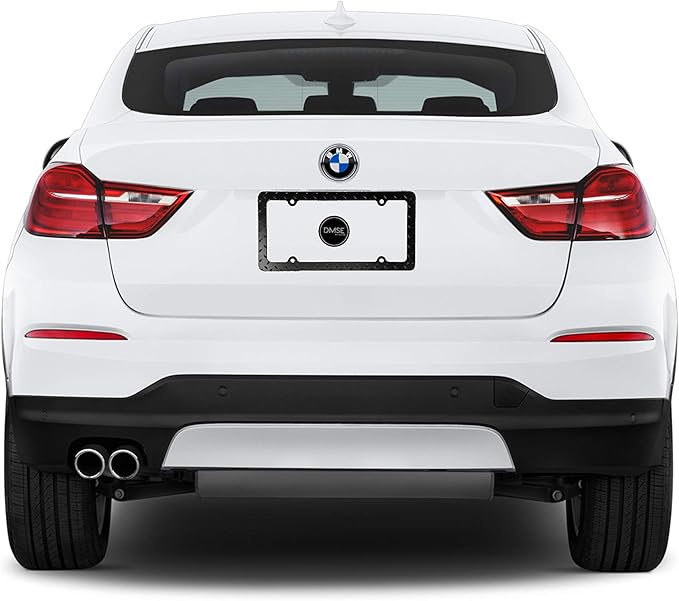 DMSE Heavy Duty Metal Diamond Plate Plated License Plate Frame Cool Decorative Design For Any Vehicle (Black)