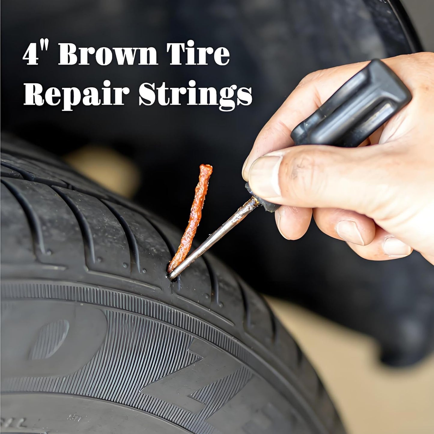 90PCS 4" Tire Repair Strings, Brown Automotive Tool Tire Repair Plugs, Tire Plugs Heavy Duty Tire Sealing Strip for Tubeless Tires Car, Bike, ATV
